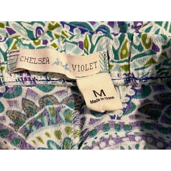 MEDIUM CHELSEA & VIOLET WIDE LEG BLUE PURPLE FLORAL FLOWY PULL ON PANT.TIE WAIST - Picture 6 of 7